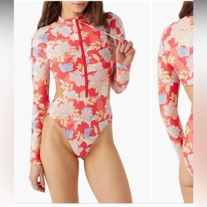 NWT O'Neill Antalya Floral Long Sleeve One Piece Swimsuit sz M